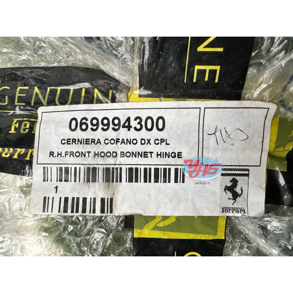 NEW FERRARI CALIFORNIA BONNET HINGE RH LH ORIGINAL PARTS (69994300 / 69994200) thumbnail