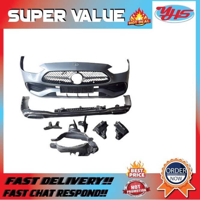 USED ORIGINAL MERCEDES C CLASS W206 2018-2025 AMG LINE FRONT BUMPER AND REAR LOWER SPOILER