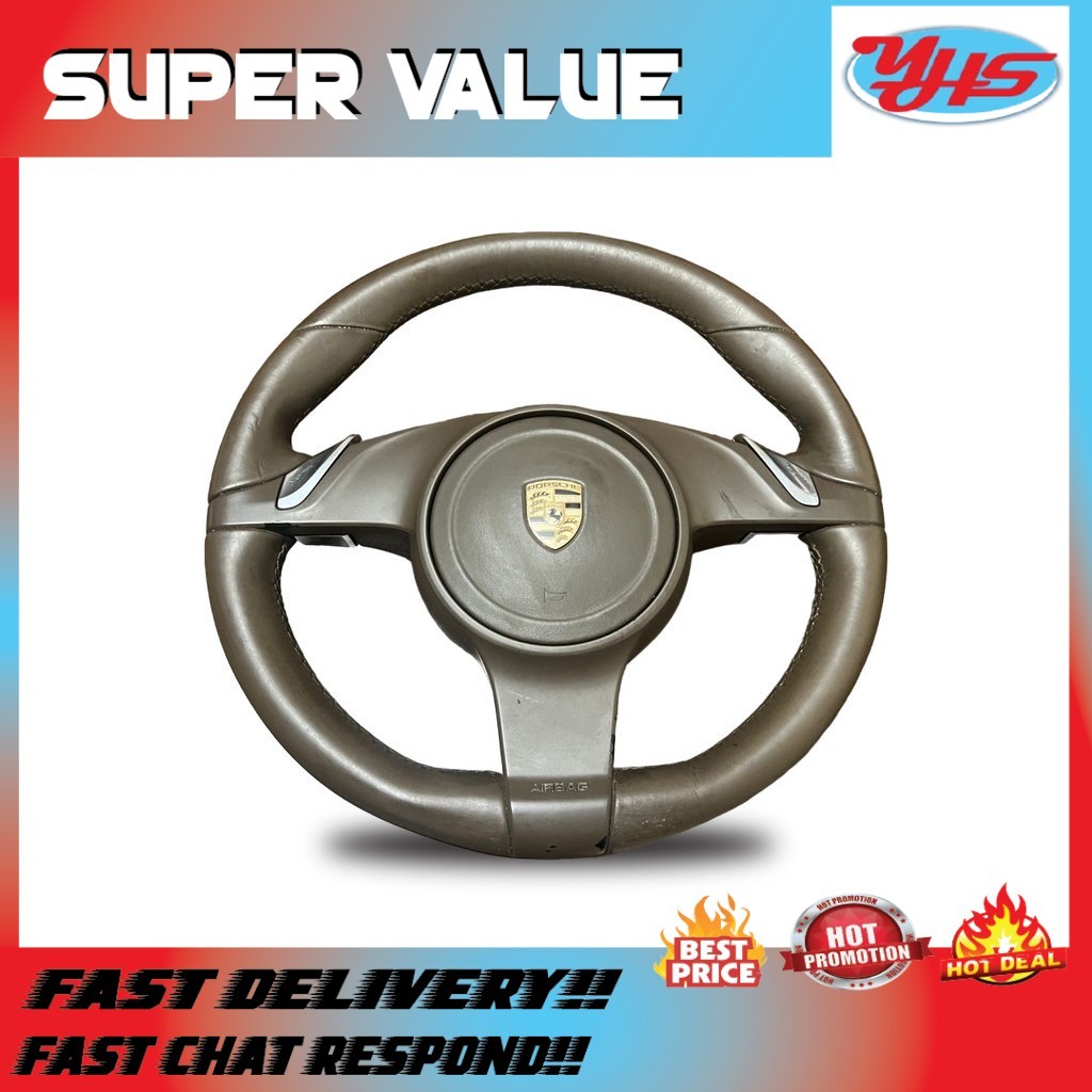 USED ORI PORSCHE CAYNNE 958 2013-2017 STEERING WHEEL WITH AIRBAG